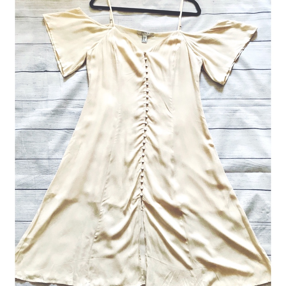 Forever 21 Flutter Sleeve Button Down Dress Sz XL